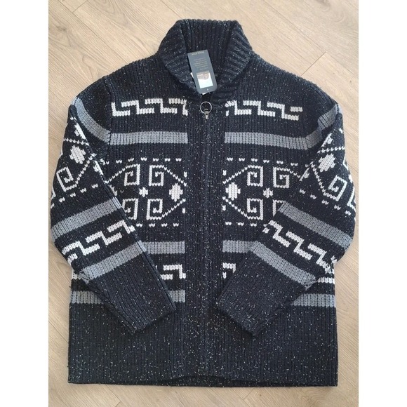 Pendleton Other - NWT Pendleton Black WESTERLEY DONEGAL FULL-ZIP LAMBSWOOL CARDIGAN Sweater Men XL